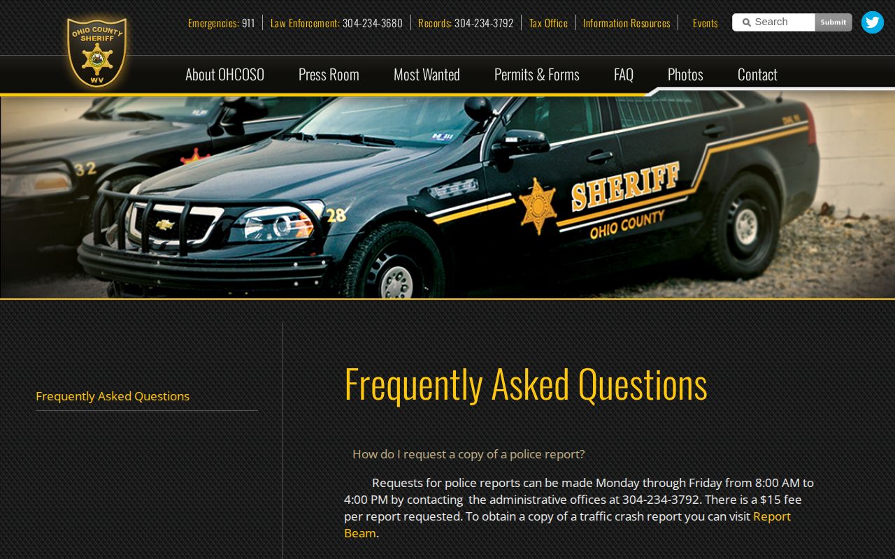 Ohio County Sheriff records-request FAQ