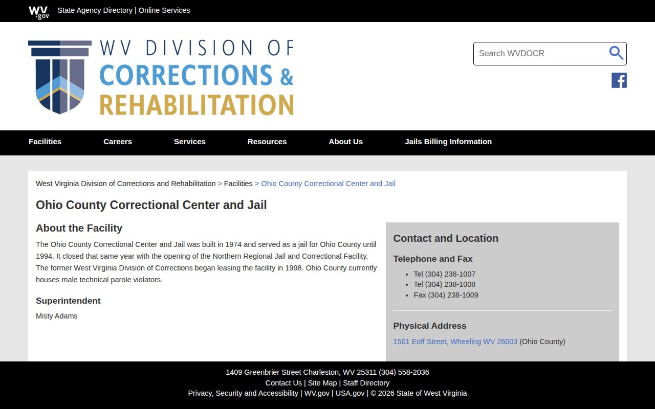Ohio County former correctional facility record source